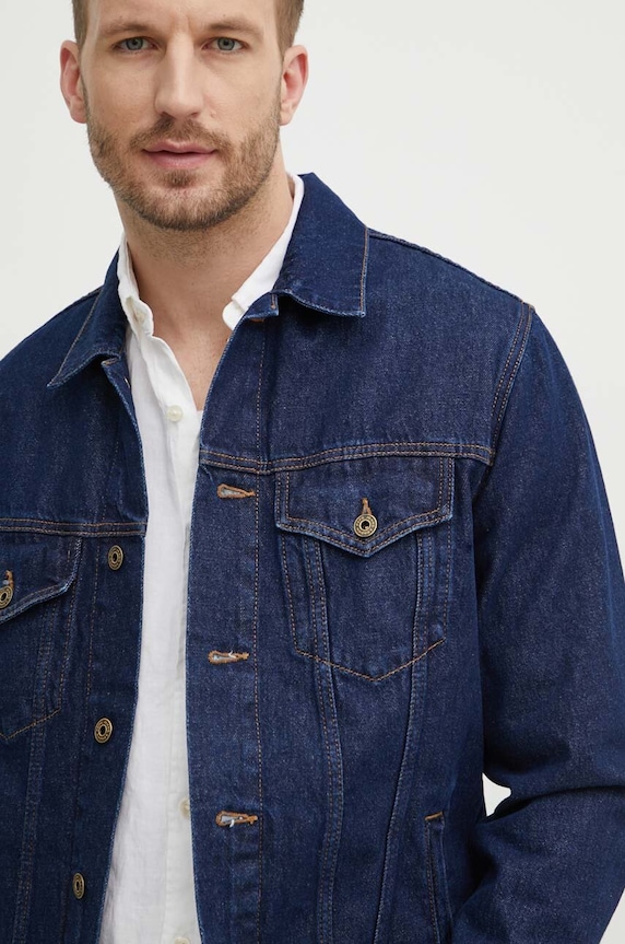 Pepe Jeans kurtka jeansowa REGULAR JACKET bez kaptura granatowy PM402715CU4
