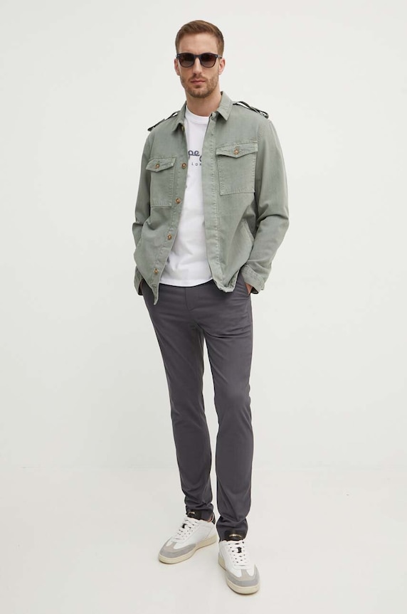 Džínová bunda Pepe Jeans EATON COLOUR FIELD JACKET PM403000 zelená AW24