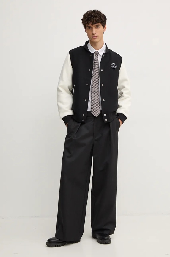 Bomber jakna s primjesom vune United Colors of Benetton 2NDHUN05K crna AW24