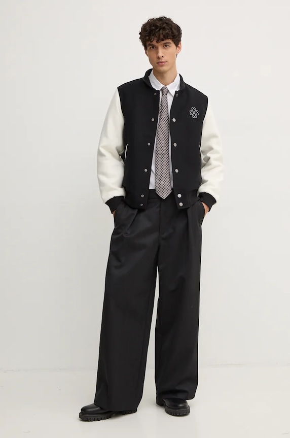 Bomber jakna s primjesom vune United Colors of Benetton 2NDHUN05K crna AW24