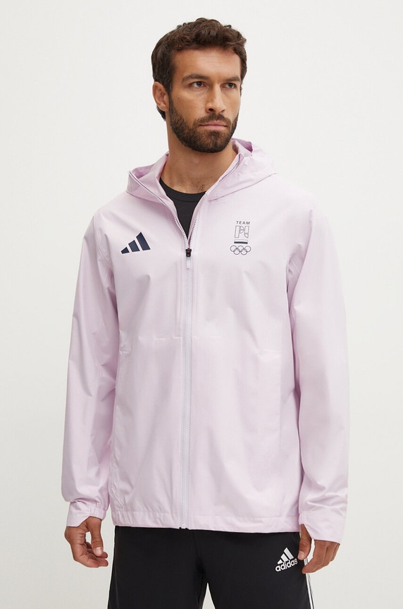 Дождевик adidas Performance Polska с капюшоном розовый JD8022