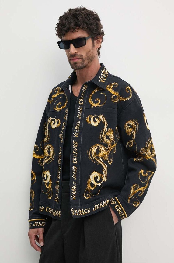 Džínová bunda Versace Jeans Couture bez kapuce černá 77GAS40P.ES125LO1