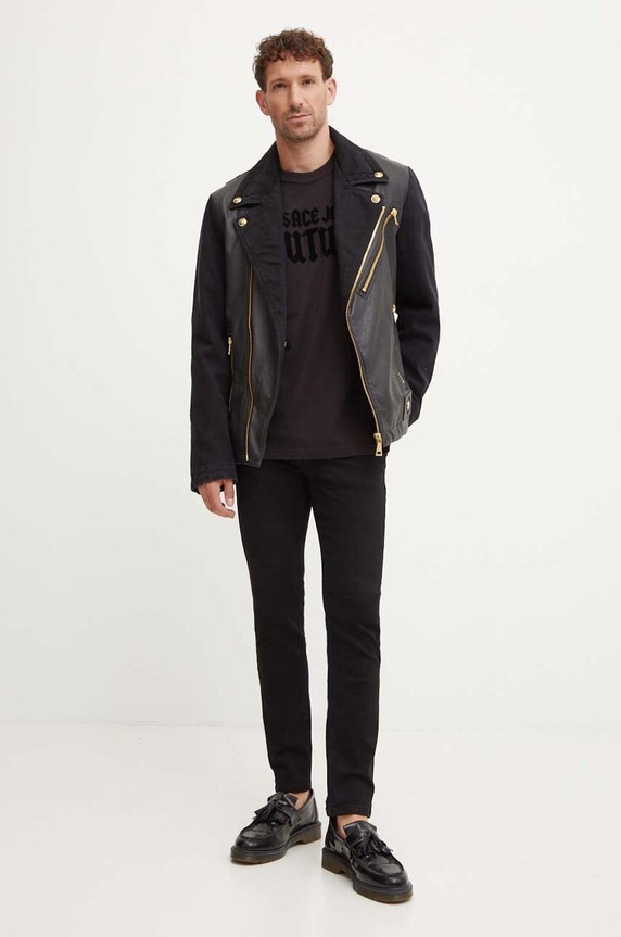 Δερμάτινο μπουφάν Versace Jeans Couture 77GAS4M4.DW012SW0 μαύρο AW24