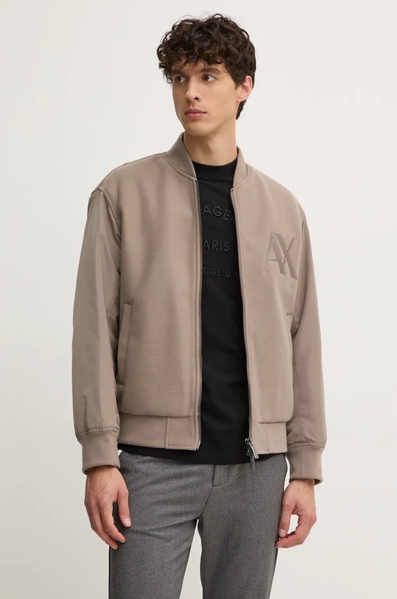 Armani Exchange kurtka bomber bez kaptura beżowy 6DZB32.ZN5PZ