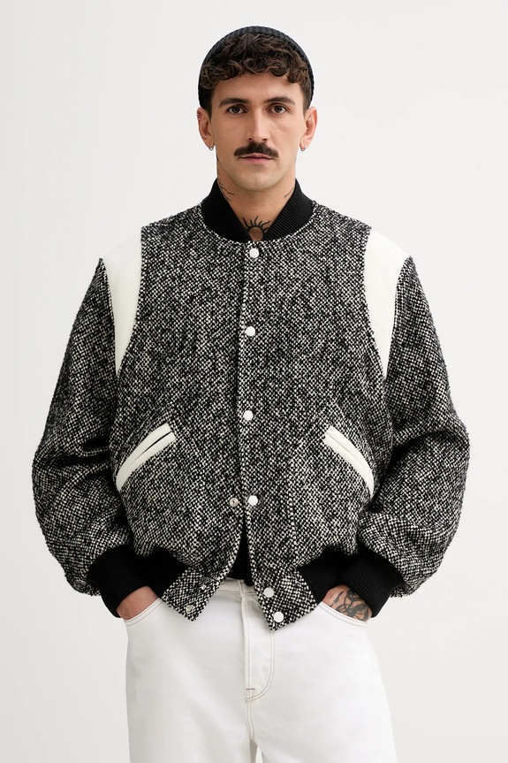 Kenzo kurtka bomber z domieszką wełny Wool Varsity Jacket oversize czarny FE65BL1489OX.99