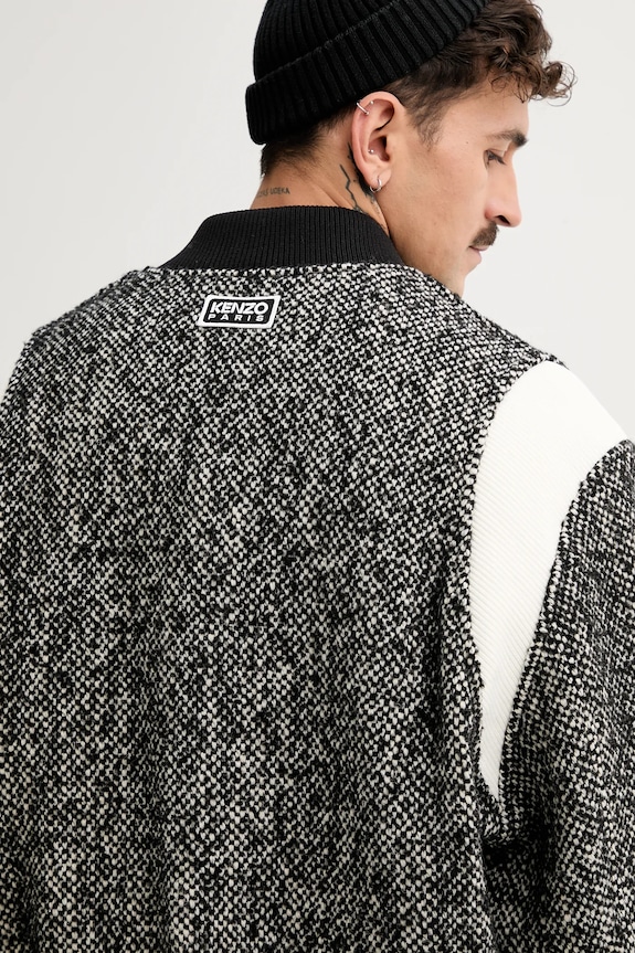 Kenzo kurtka bomber z domieszką wełny Wool Varsity Jacket czarny FE65BL1489OX.99