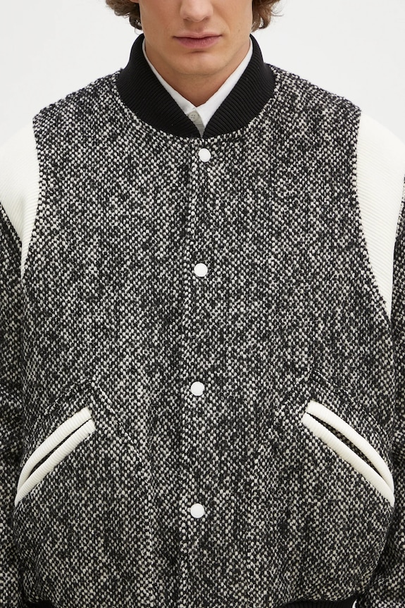 Kenzo giacca bomber in misto lana Wool Varsity Jacket nero FE65BL1489OX.99