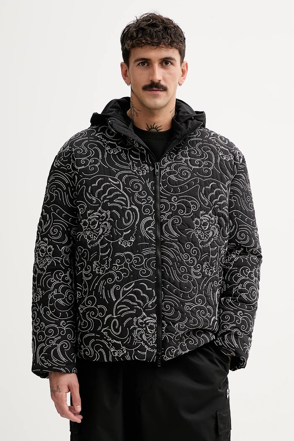 Kenzo kurtka Star Tiger Down Jacket bez kaptura czarny FE65OU1439NN.99