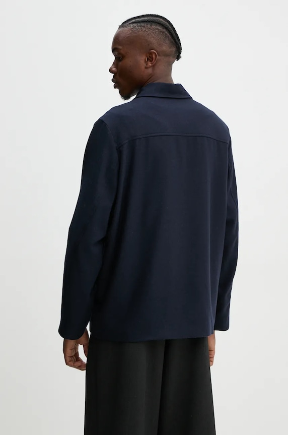 Odzież A.P.C. kurtka wełniana veste jamie WOAPN.H02962 granatowy