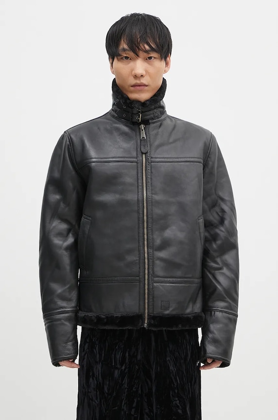 Alpha Industries leather jacket B3 Leather with lining black 148114