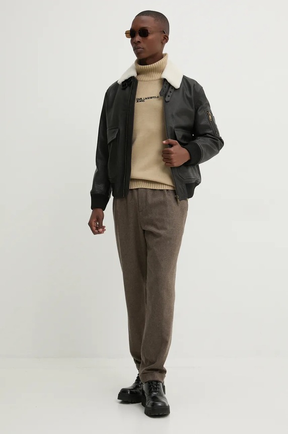 HUGO kurtka skórzana 50521030 czarny AW24