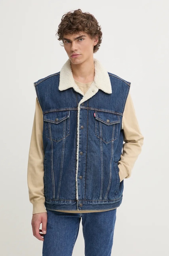 Γιλέκο τζιν Levi's χωρίς κουκούλα σκούρο μπλε A8637