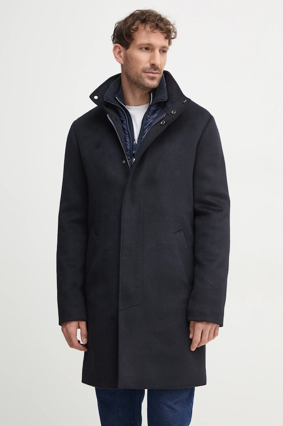 Kabát s příměsí vlny Guess URBAN přechodné námořnická modř M4BL30.WGJ82