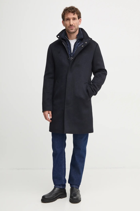 Kabát s příměsí vlny Guess URBAN M4BL30.WGJ82 námořnická modř AW25