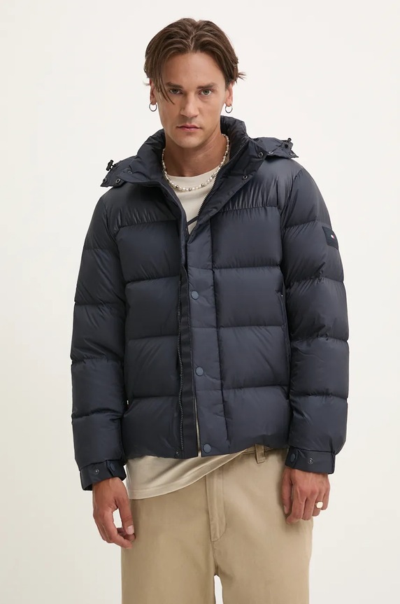 Péřová bunda Tommy Hilfiger s podšívkou námořnická modř MW0MW36569