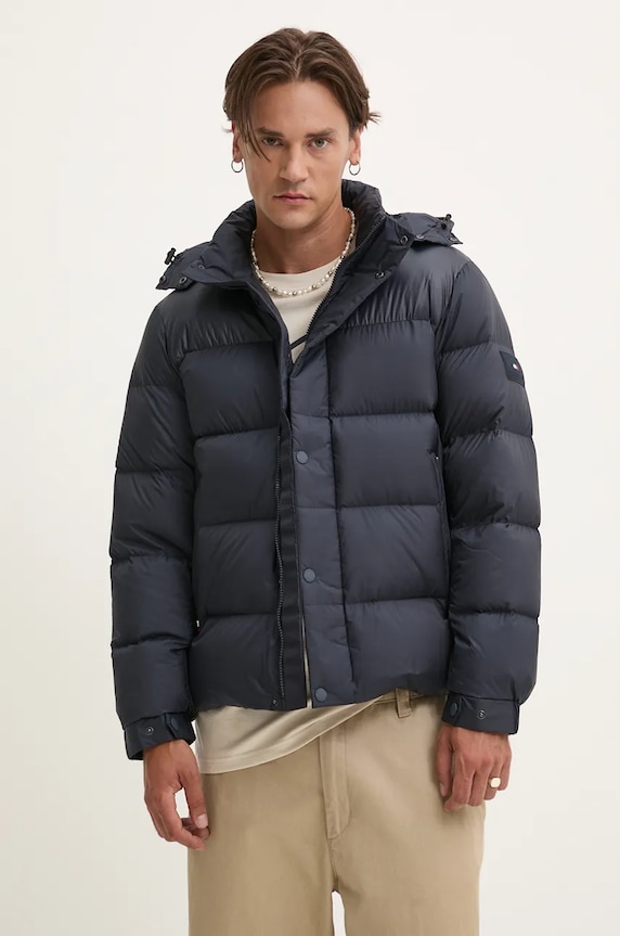 Péřová bunda Tommy Hilfiger s podšívkou námořnická modř MW0MW36569