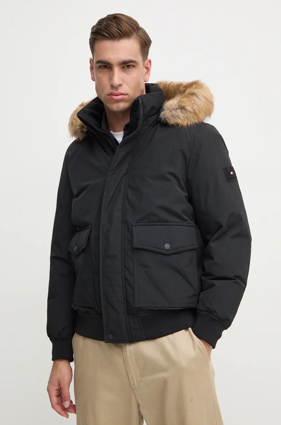 Tommy Hilfiger geaca de puf cu captuseala negru MW0MW37412