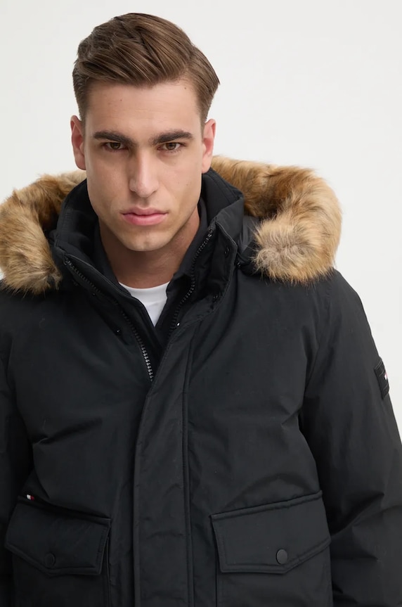 Tommy Hilfiger geaca de puf negru MW0MW37412