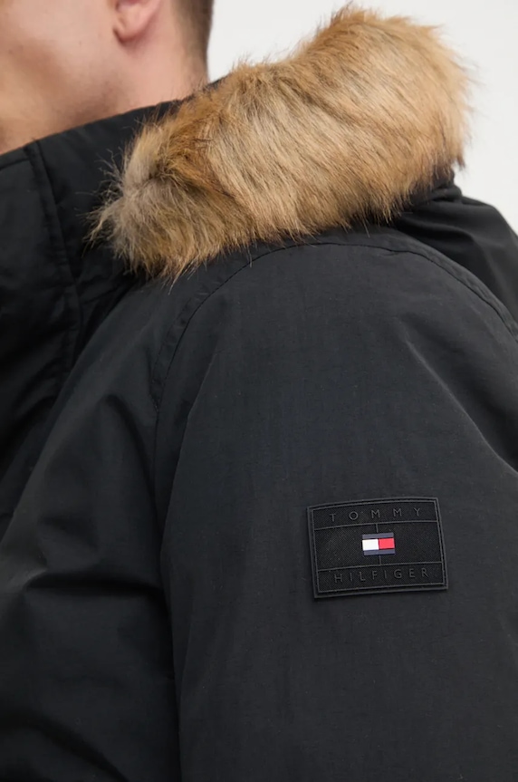 Tommy Hilfiger geaca de puf MW0MW37412 negru