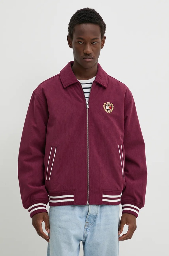 Bunda Tommy Jeans jemné zateplenie burgundské DM0DM19626