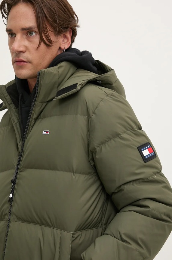 Μπουφάν με επένδυση από πούπουλα Tommy Jeans πράσινο DM0DM19786