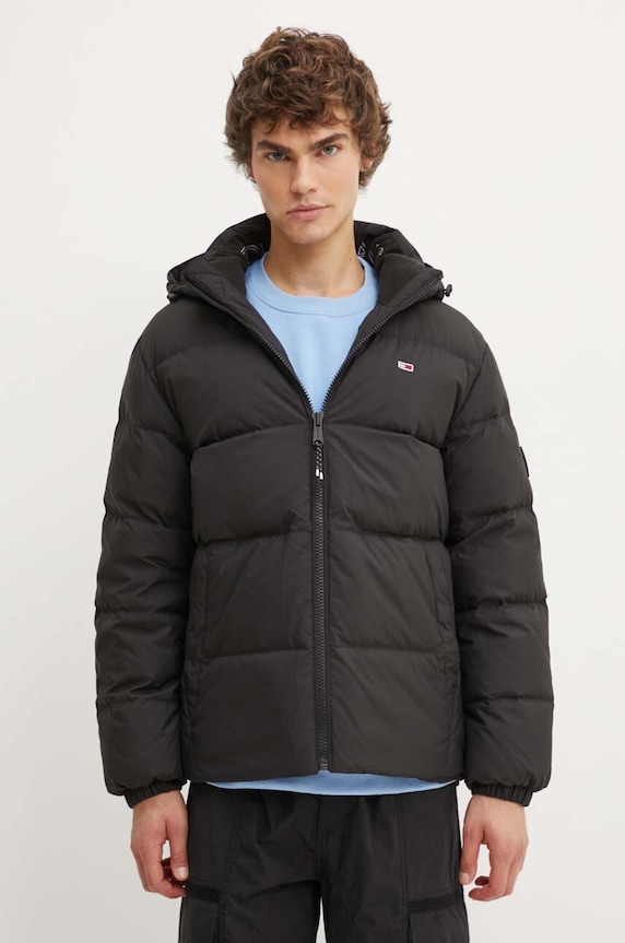 Páperová bunda Tommy Jeans oversize čierna DM0DM19786