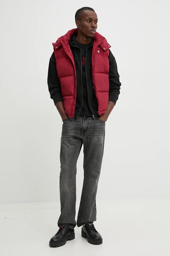 Tommy Jeans vesta de puf DM0DM19538 burgundia AW24
