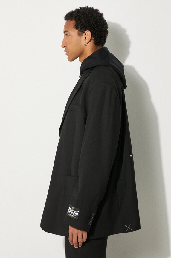 AMBUSH gyapjú kabát Oversized Jacket fekete BMEN005F24FAB0011000