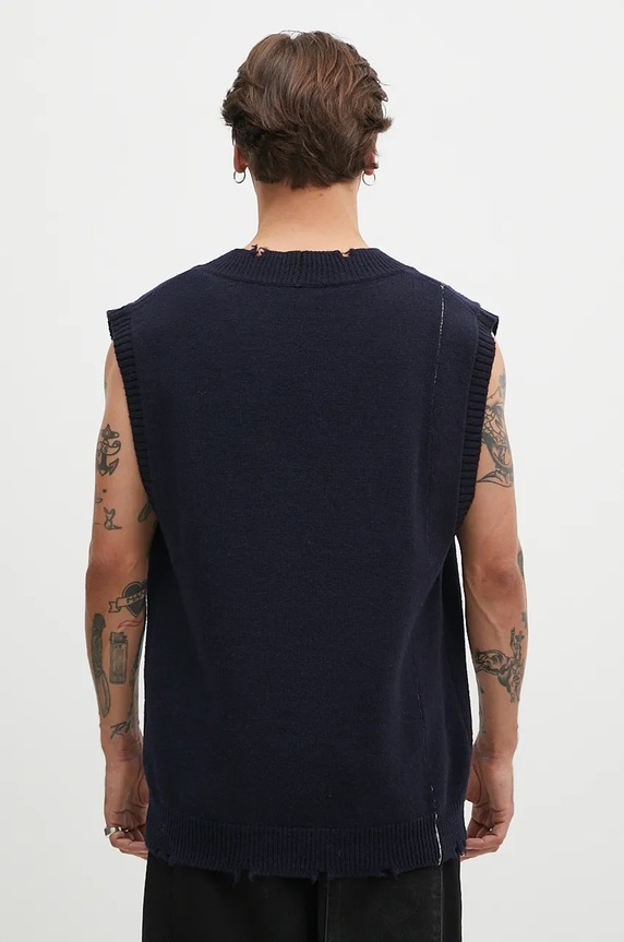 Odjeća Vuneni prsluk AMBUSH Repair Stitch V Neck Vest BMHZ002F24KNI0014628 mornarsko plava