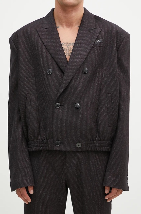 Martine Rose wool blend blazer Elasticated Db Tailored Jacket black 349WT06007