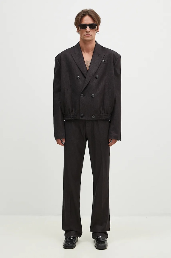 Martine Rose wool blend blazer Elasticated Db Tailored Jacket 349WT06007 black