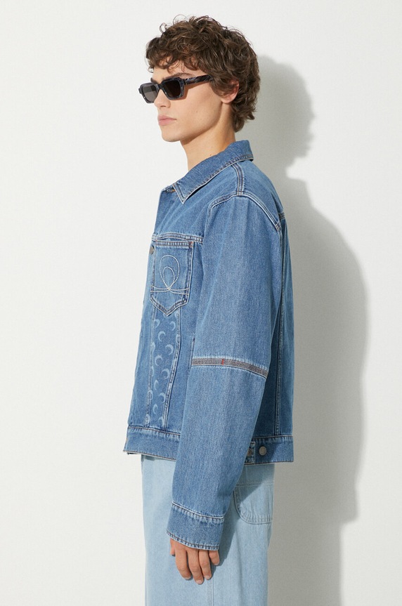 Marine Serre denim jacket Moon Laser Denim Trucker Jacket blue MJA063A