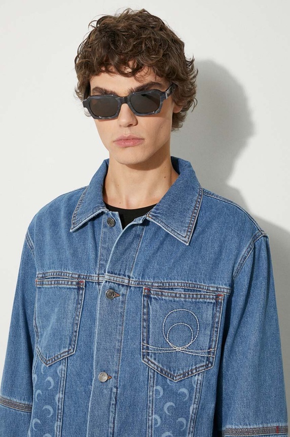 Marine Serre denim jacket Moon Laser Denim Trucker Jacket MJA063A blue