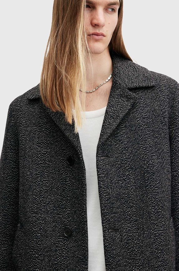 Vlněný kabát AllSaints FINCHER M016OB šedá AW24