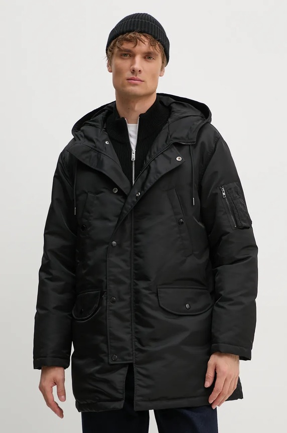 Pernata jakna Theory s kapuljačom crna N0877411