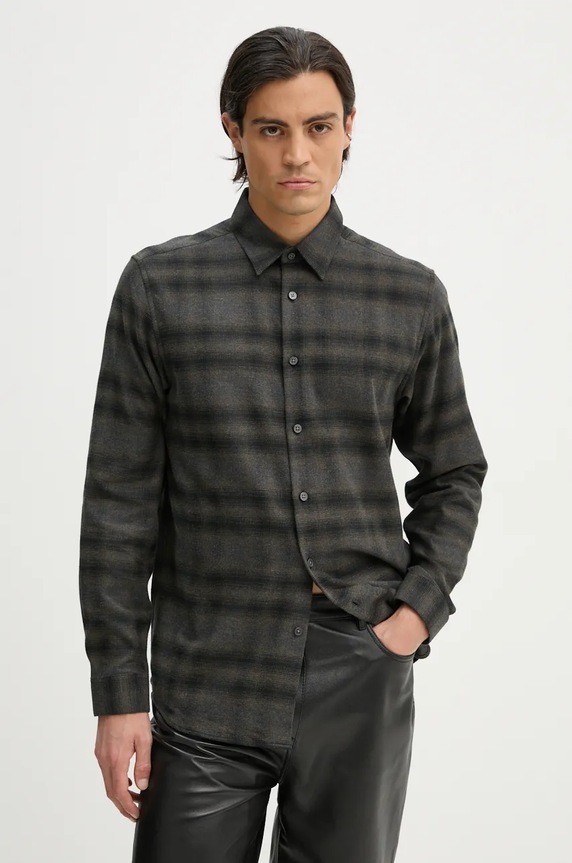 Pamučna košulja Theory zelena O0874504