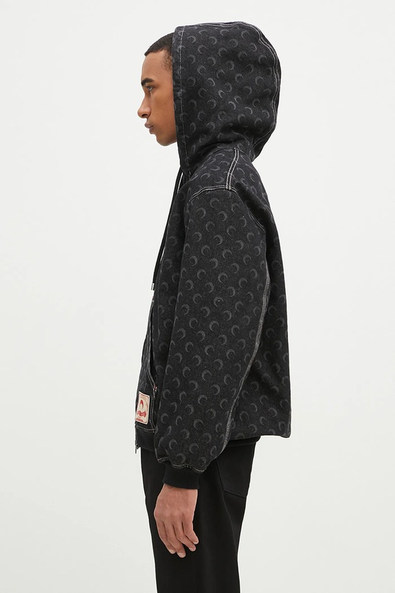 Marine Serre cotton jacket Moon Laser Denim Padded Jacket MJA071A.RDEN0001 black AW24