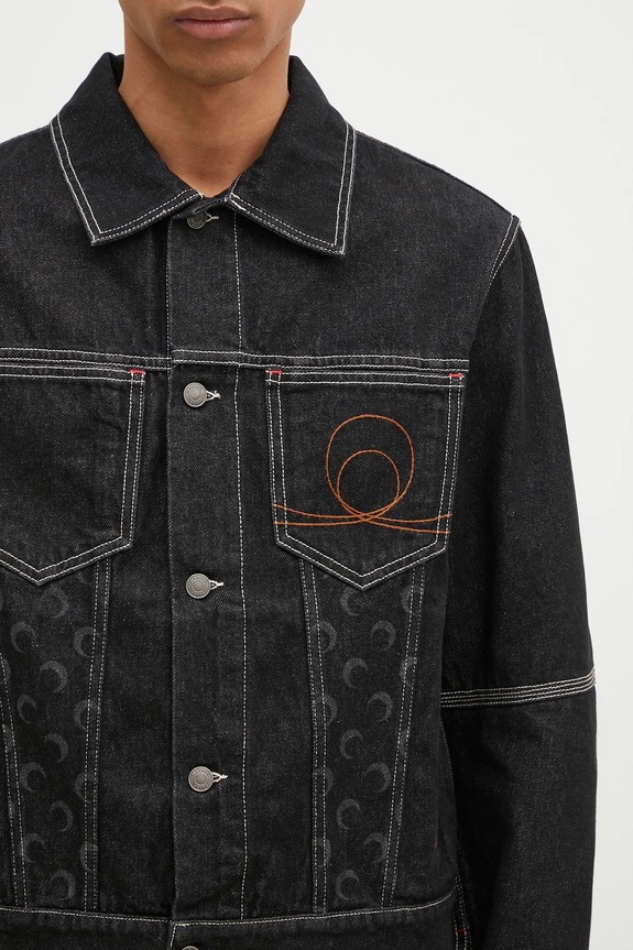 Τζιν μπουφάν Marine Serre Moon Laser Denim Trucker Jacket μαύρο MJA063A.RDEN0001
