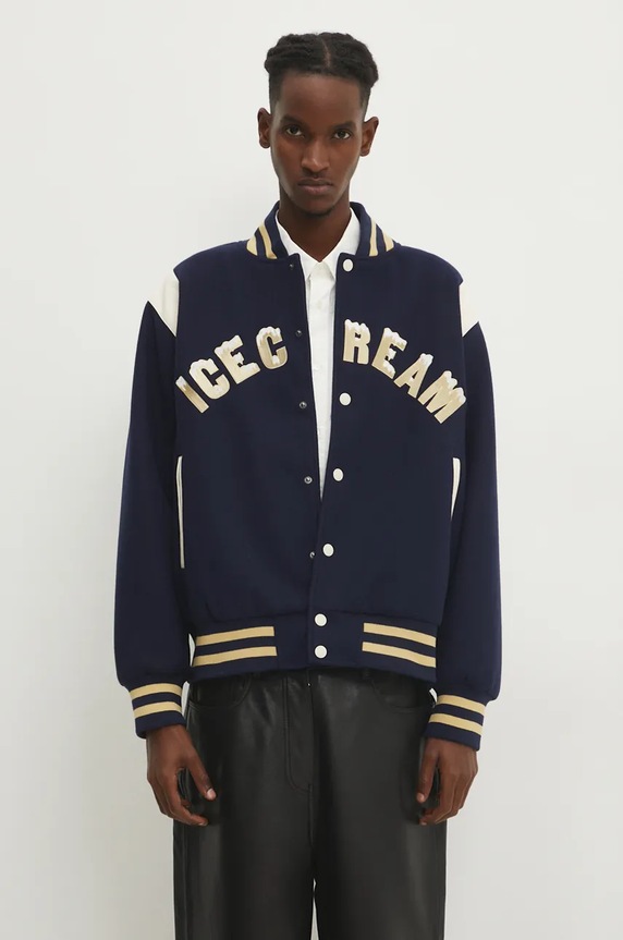 ICECREAM geaca bomber Drippy Varsity Jacket cu captuseala bleumarin IC24301