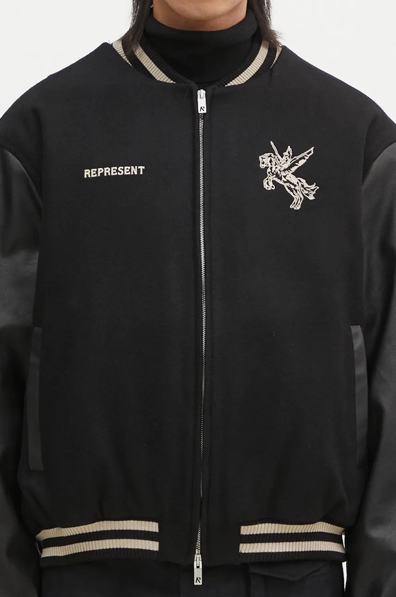 Represent wool blend bomber jacket Mascot Wool Varsity Jacket MLM1127.001 black