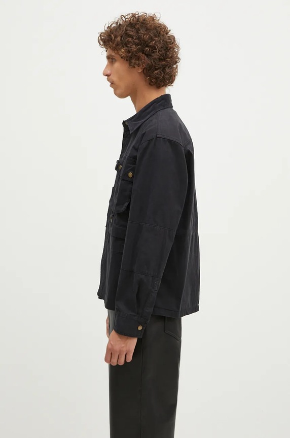 Košilová bunda Barbour Oakmoor OS Twill Overshirt MOS0380 černá AW24