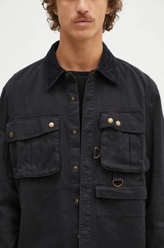 Košilová bunda Barbour Oakmoor OS Twill Overshirt černá MOS0380