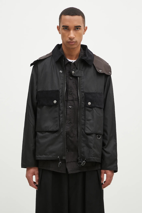 Barbour jacheta de bumbac Re-Engineered Spey Wax Jacket cu captuseala negru MWX2341
