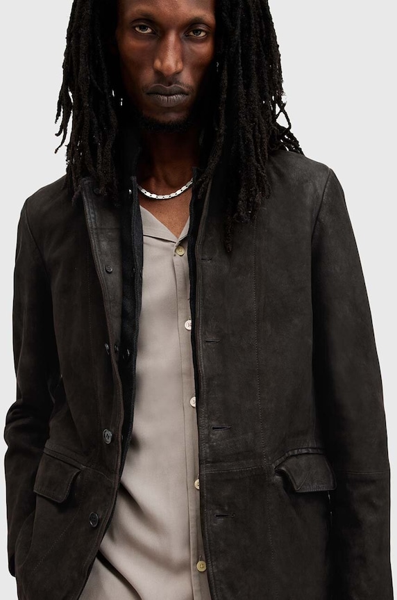 AllSaints kurtka skórzana SURVEY LTHR BLAZER M061LB szary AA00
