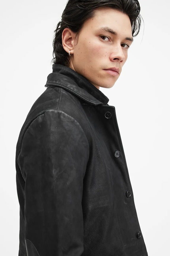 Ruházat AllSaints bőrdzseki SURVEY LTHR BLAZER M061LB fekete