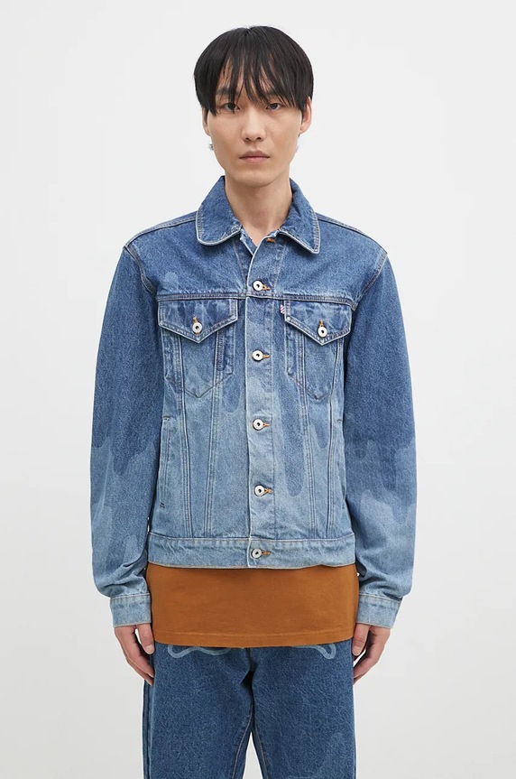 Rifľová bunda ICECREAM Lazer Drip Denim Trucker bez kapucne modrá IC24369