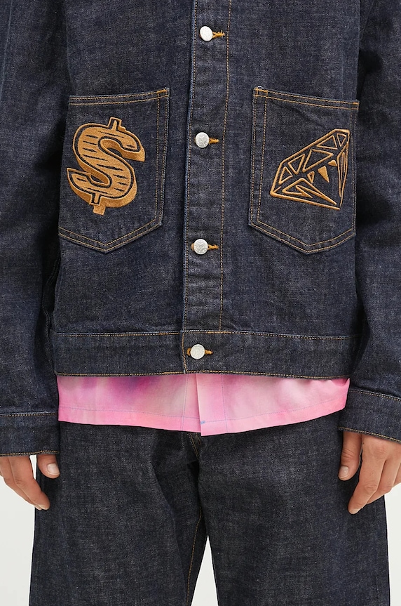 Rifľová bunda Billionaire Boys Club Diamonds & Dollars Selvedge Denim tmavomodrá B24303