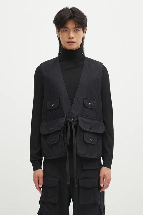 Джинсовая безрукавка Engineered Garments Fowl Vest без капюшона чёрный 24F1C002