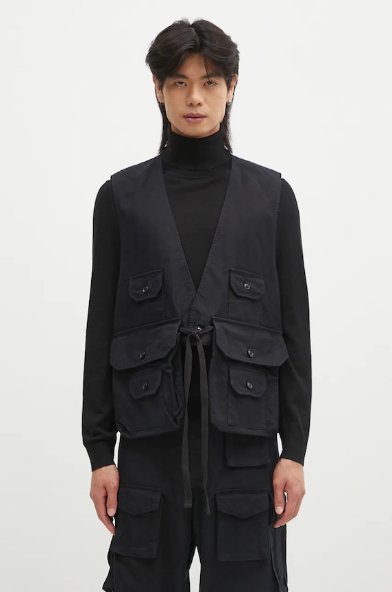 Джинсовая безрукавка Engineered Garments Fowl Vest без капюшона чёрный 24F1C002