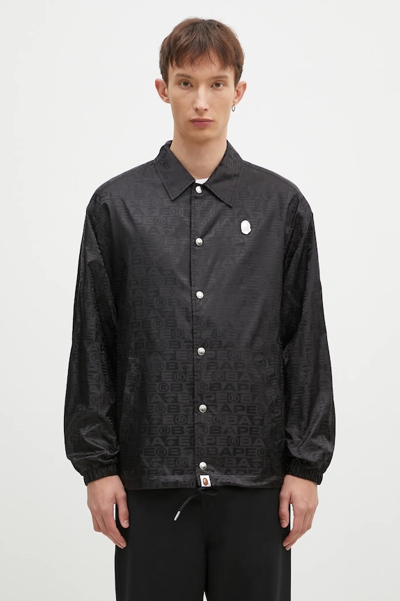 Bunda A Bathing Ape Lux Sport Pattern Jacquard Nylon Coach Jacket nezateplené černá 1K80140314